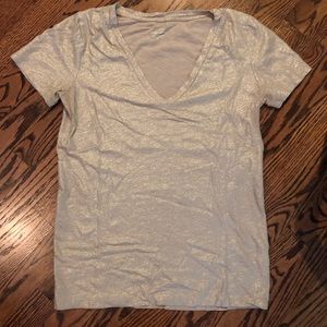 J. Crew Vintage Cotton V-Neck in Metallic Blush